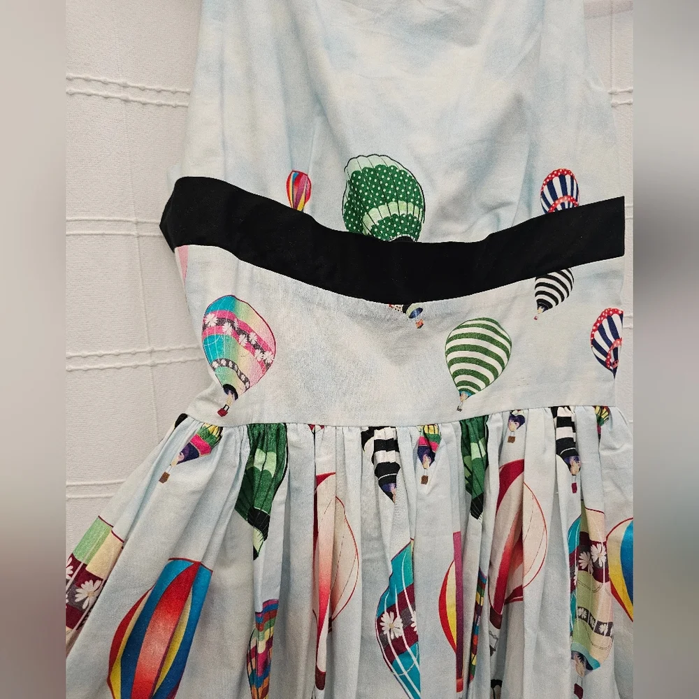 Unique Vintage Multicolor Hot Air Balloon Midi Dress - Picture 3 of 7